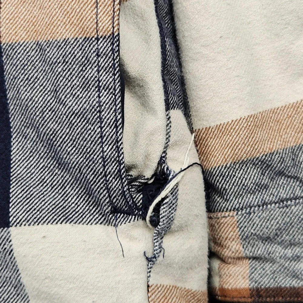 Levi Strauss & Co Jacket Mens XL Blue Plaid Sherpa Lined Hooded Flannel - Picture 4 of 9
